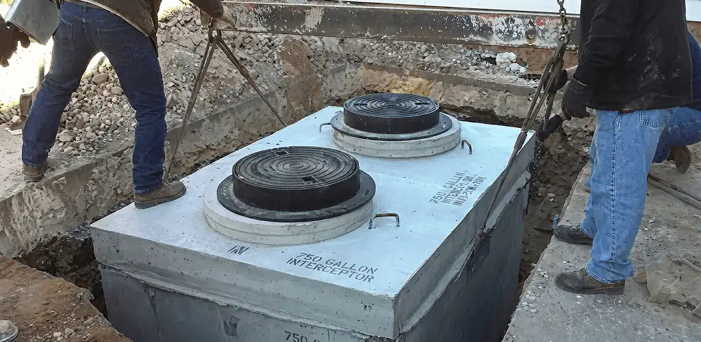 Grease trap installation for a commercial property drainage system in Fargo, ND