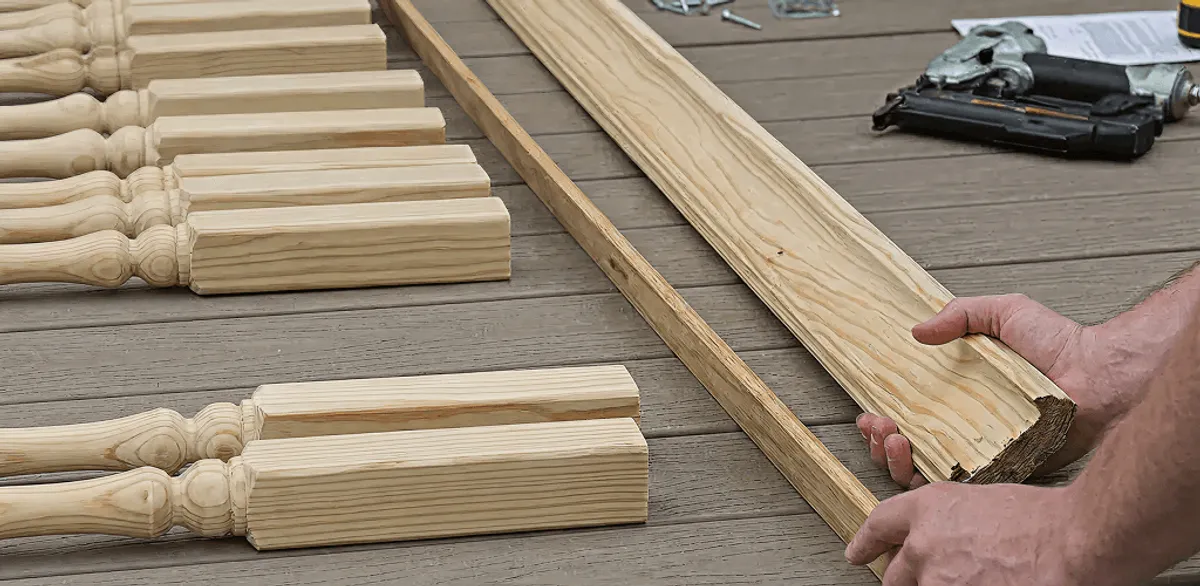 Handrail installation materials and wood components for stair rail work in Fargo, ND